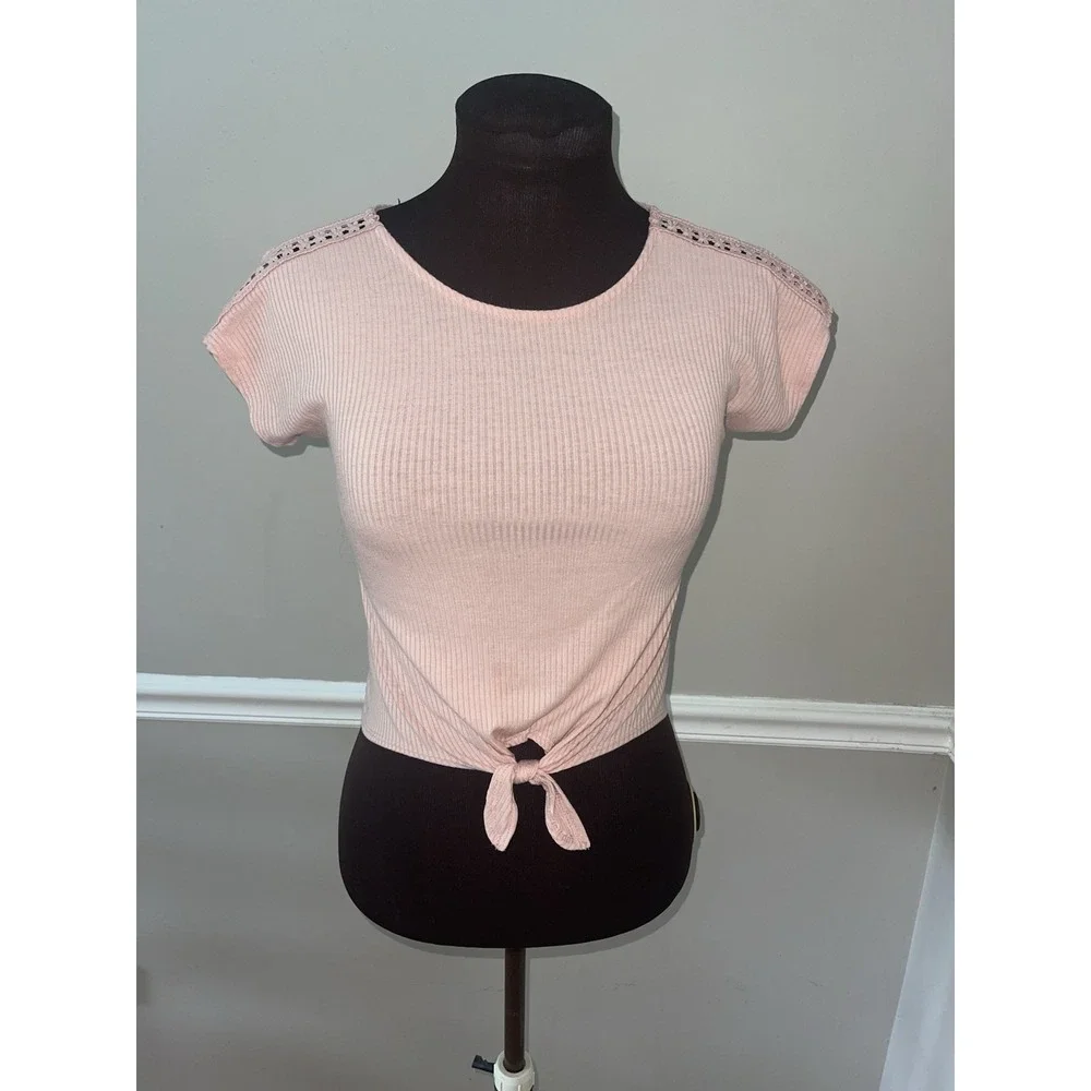 IZ Byer Girl Pink Shirt Tie Bottom Girls Sz‎ S